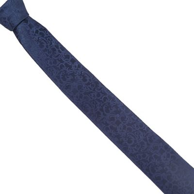 Navy baroque pattern tie